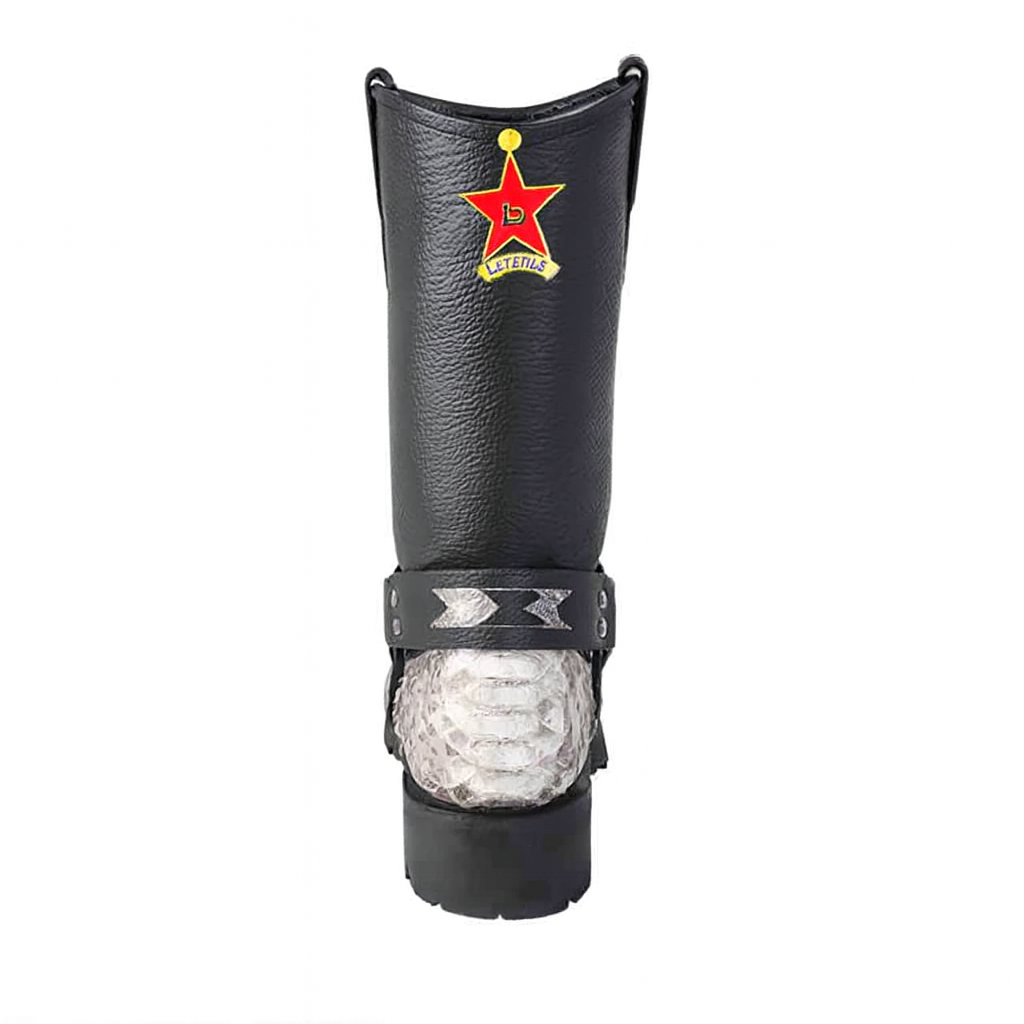 Los Altos Natural Black Python Biker Boots