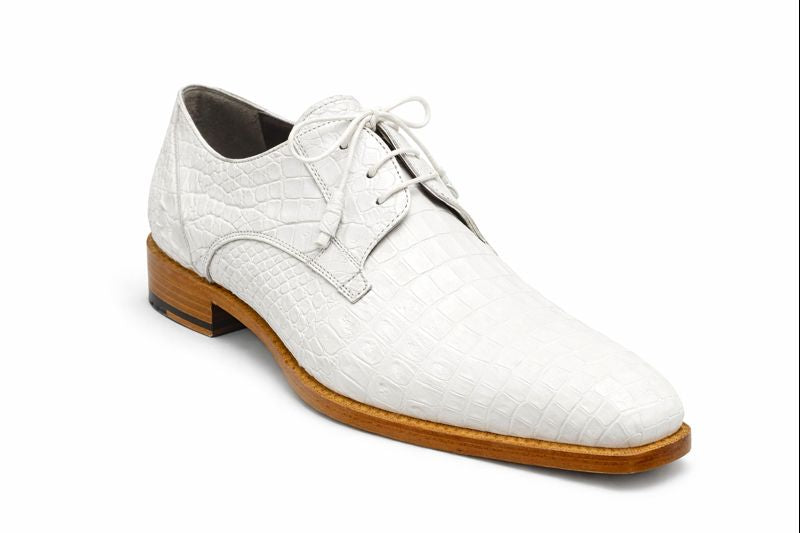 Anderson Crocodile Oxford White Shoes