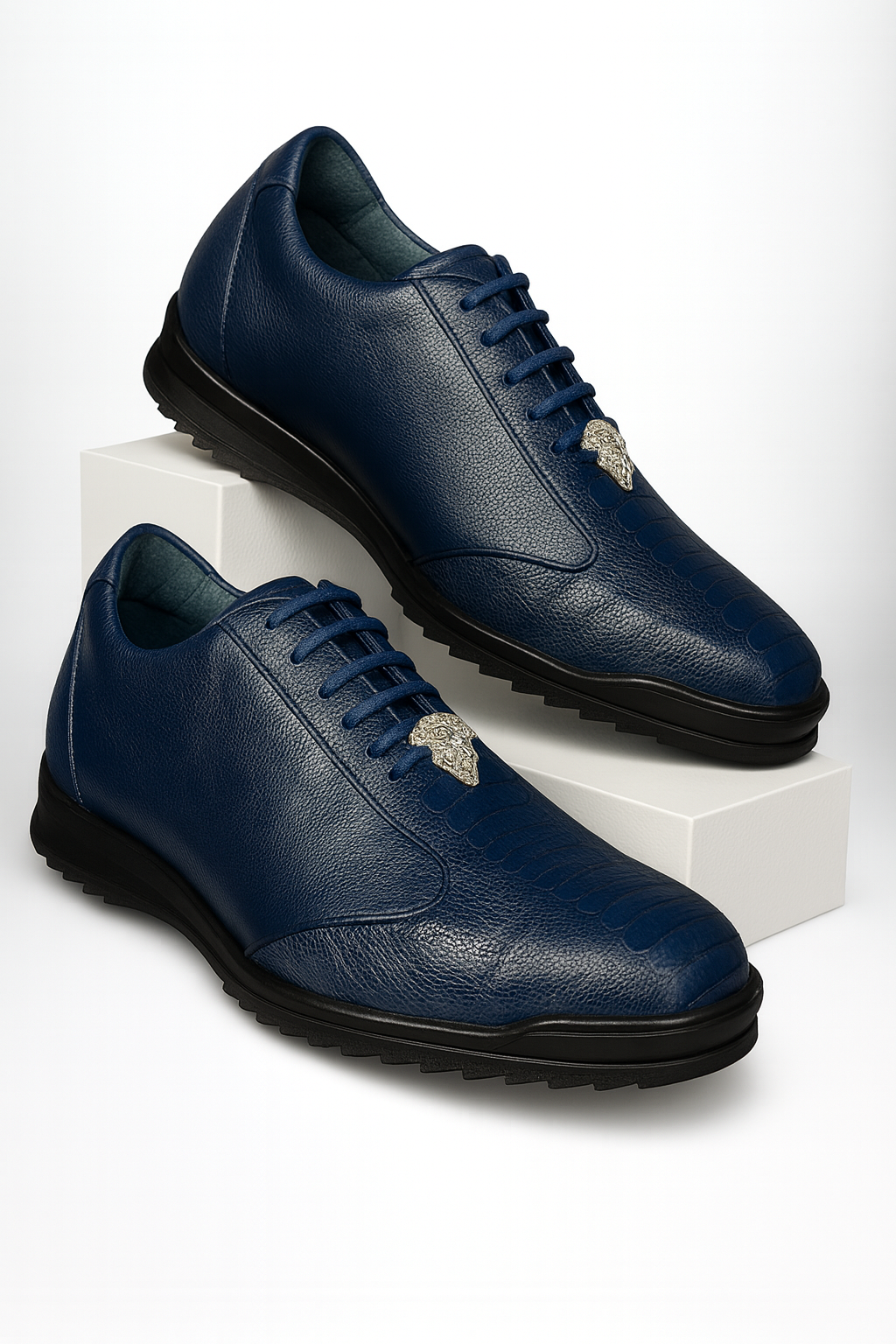 Los Altos Navy Blue Ostrich Leg Sneakers
