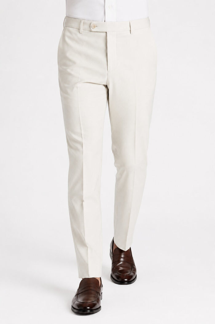 Offwhite Flat Front Wool Pant by Tiglio Luxe