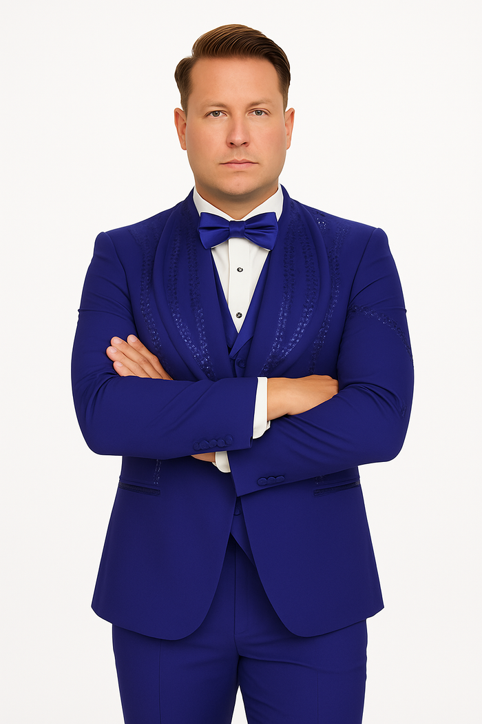 Royal Blue Italian Wool Modern Fit Tuxedo