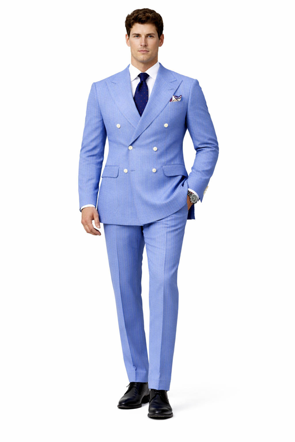 Sky Blue Stripe - Double Breasted Pinstripe Suit
