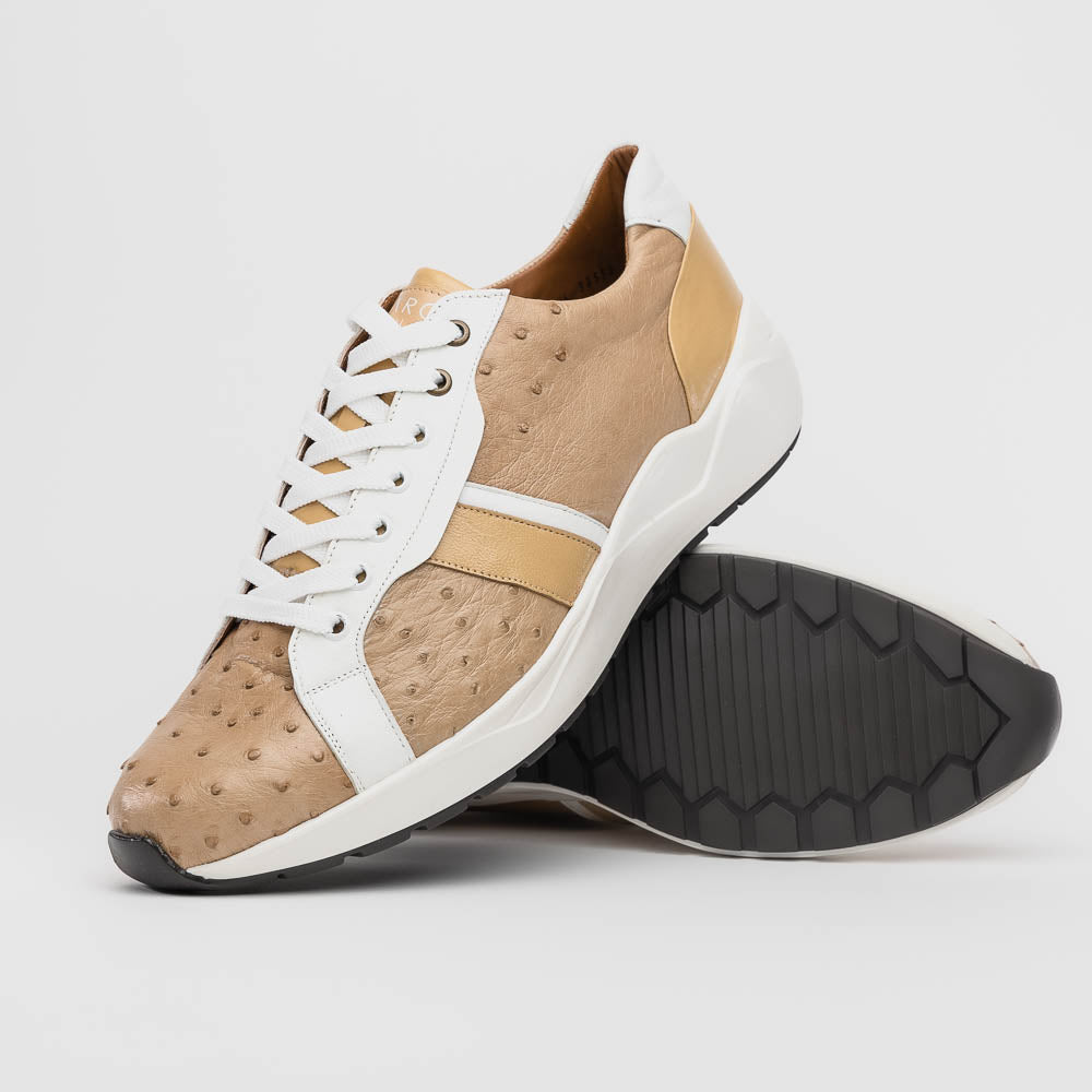 Marco Di Milano Lyon II Ostrich Quill & Calfskin Sneakers