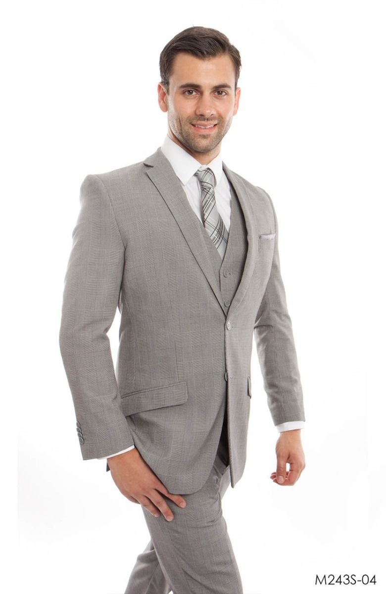 Tazio Men's 3-Piece Glen Plaid Suit