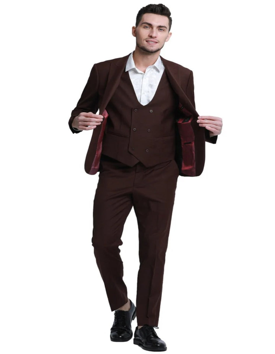 Brown Slim Fit Wedding Suit Jacket & Pants
