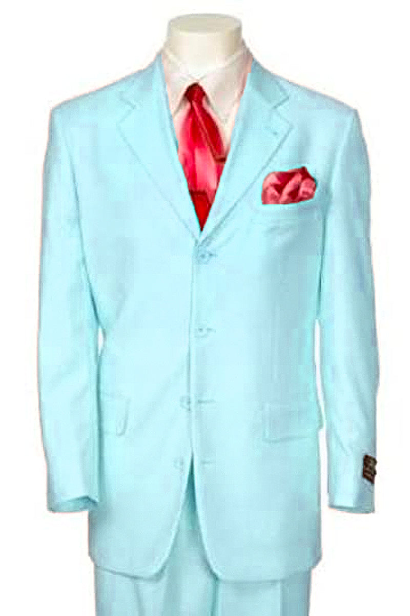 Men's Sky Blue 4 Button Suit by Milano Moda