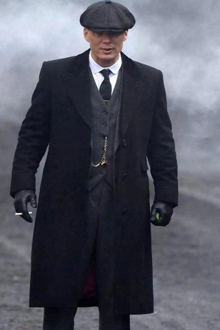 Men’s Black Peaky Blinders Full-Length Overcoat – Thomas Shelby Inspired Vintage Wool Coat