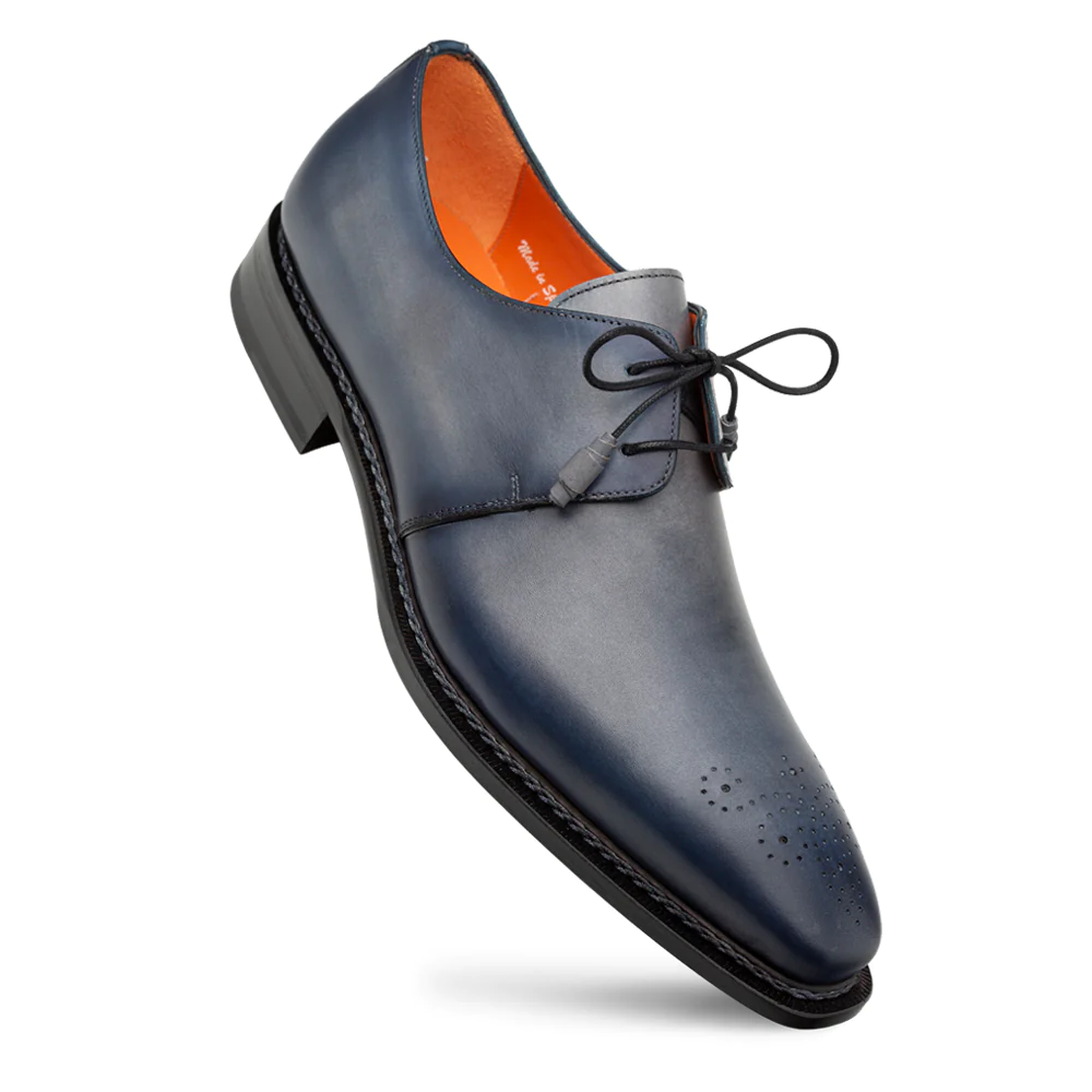 Mezlan Principe Patina Leather Derby - Grey Rust Dress Shoes