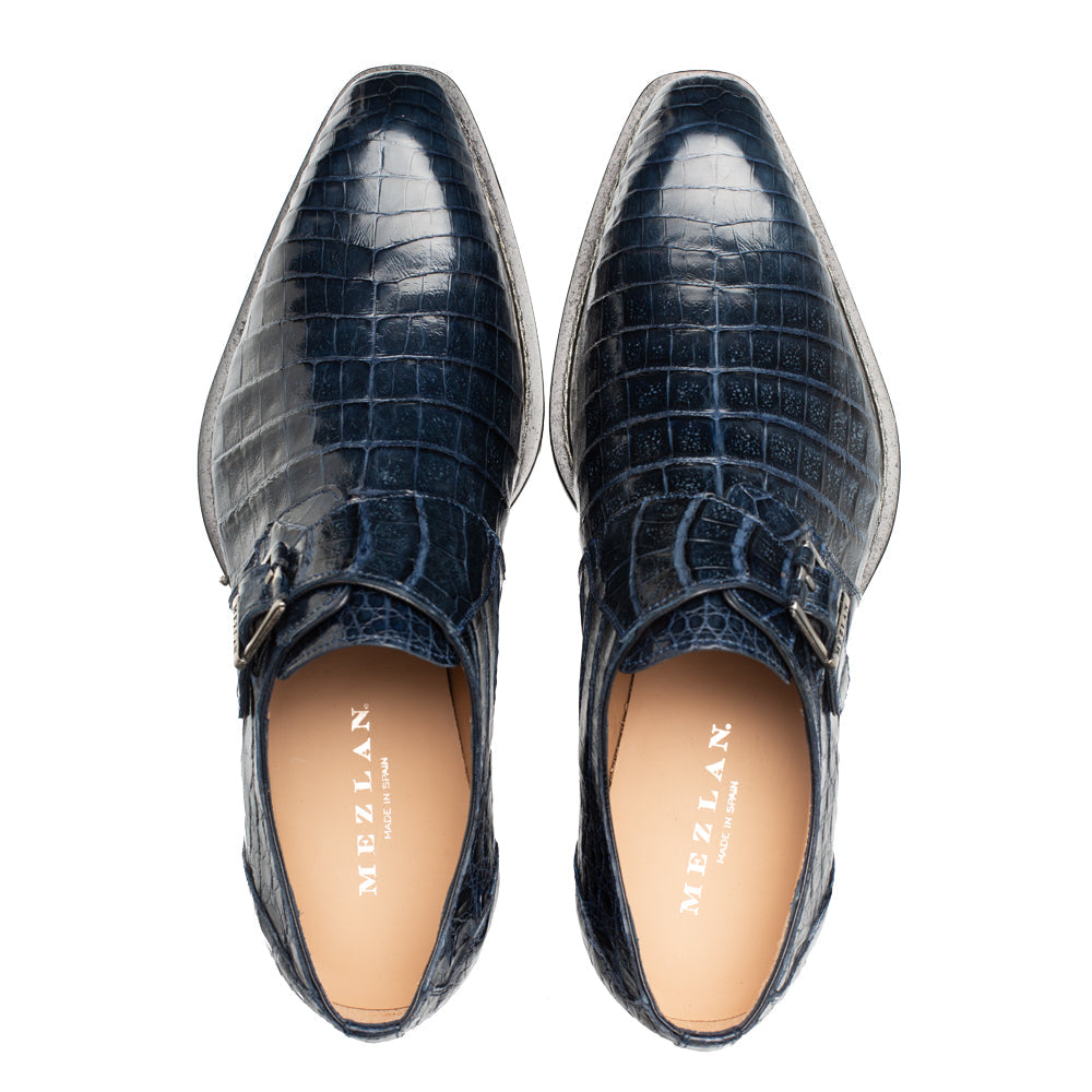 Mezlan Gigolo Crocodile Monk Strap - Luxury Italian Leather Shoe
