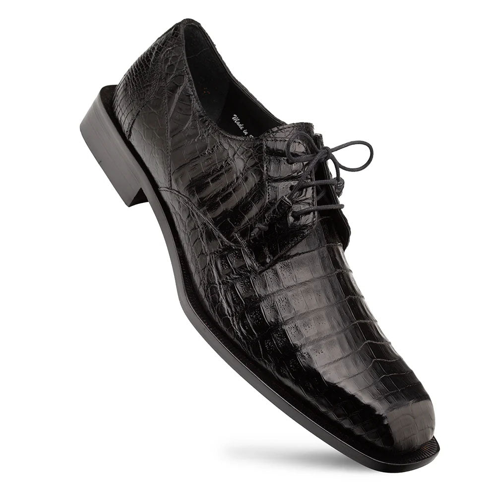 Mezlan Ugo Crocodile Square Toe Lace Up Derby Black (50200-F)
