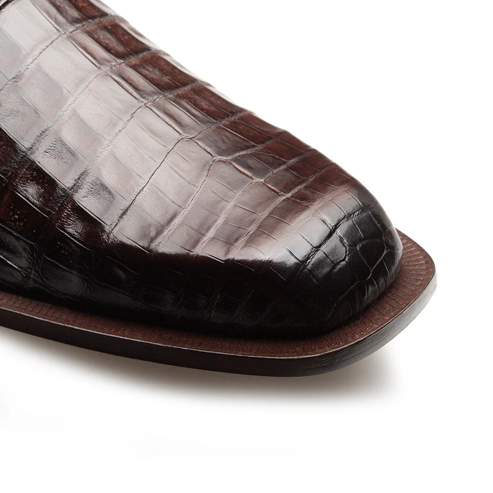 Mezlan Ugo Crocodile Square Toe Lace Up Derby Brown (50200-F)