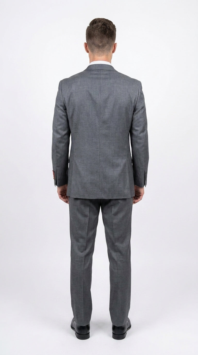 Authentic Tiglio Charcoal Gray 2-Button Wool Suit – Luxury Men's Business, Wedding & Formal Suit