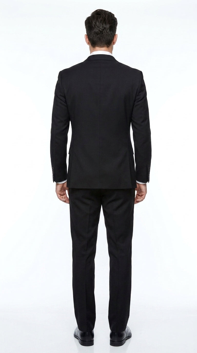 Authentic Tiglio Men’s Black 2-Button Suit – High-End Business, Wedding and Formal Suit
