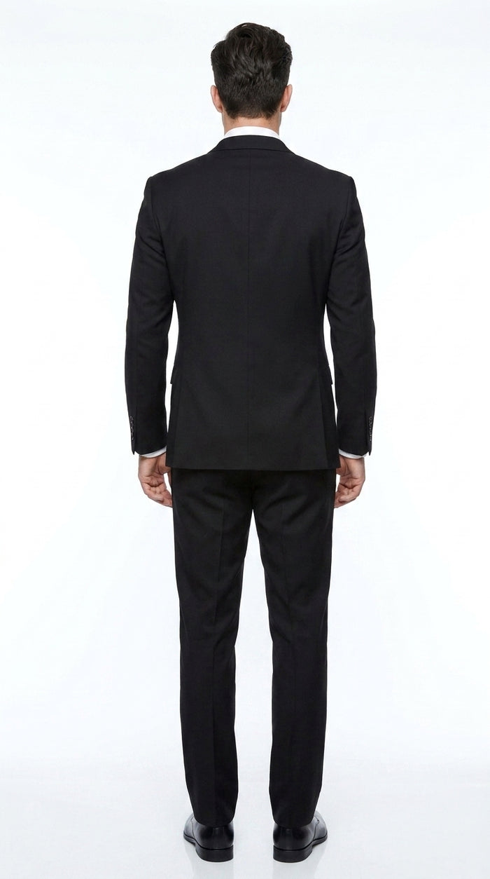 Authentic Tiglio Men’s Black 2-Button Suit – High-End Business, Wedding and Formal Suit
