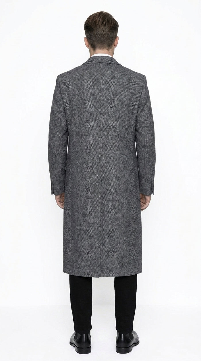 Men’s Grey Big and Tall Long Overcoat, Winter Dress Topcoat Outerwear Coat Up to Size 68