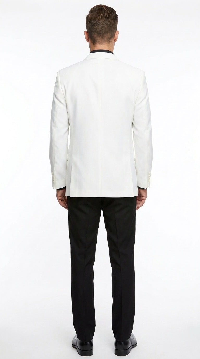 Men’s White Lucci Designer Suit, Fashion Dress Casual Blazer and Pants Formal Suit