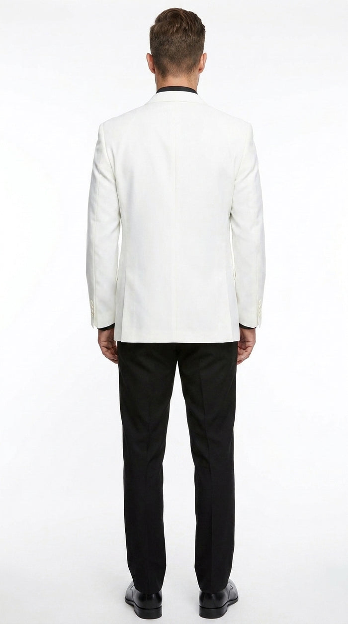 Men’s White Lucci Designer Suit, Fashion Dress Casual Blazer and Pants Formal Suit