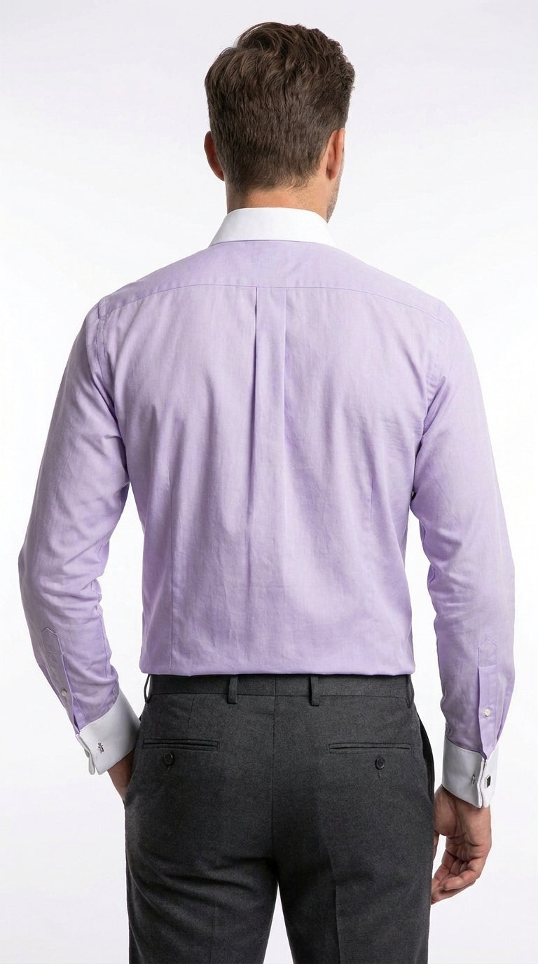 Men’s Multi Color Two Tone Dress Shirt, White Collar Contrast Formal Fashion Shirt