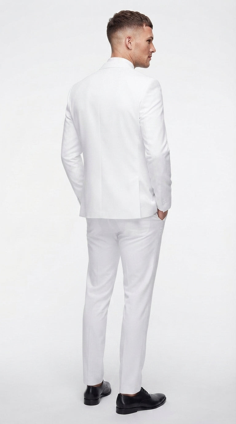 Men’s White Wedding Suit, 2 Button Formal Groom Prom Dress Suit