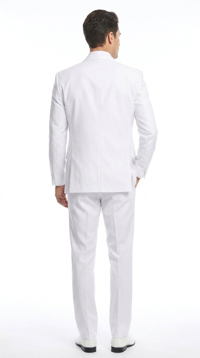 Men’s White 2 Button Wedding Suit, Modern Vested Formal Groom Prom Dress Suit