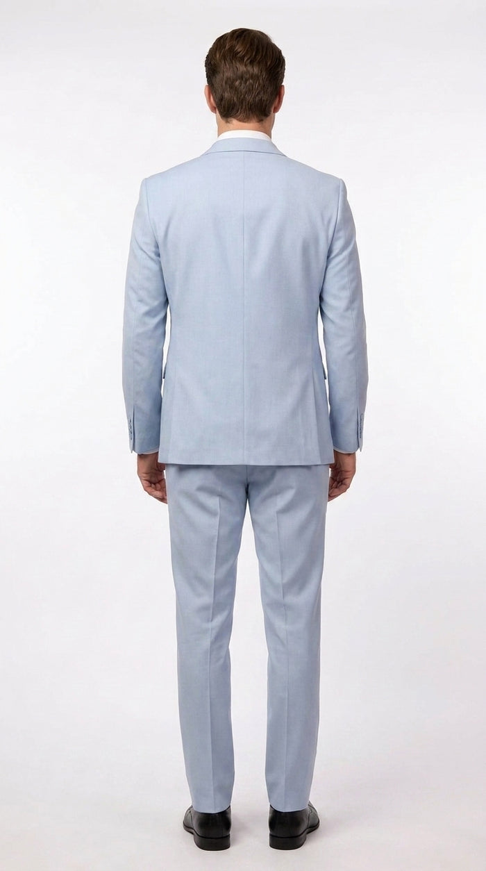 Vitali Men’s Sky Blue Solid Vested Suit, M1888 Formal Wedding Prom Dress Suit
