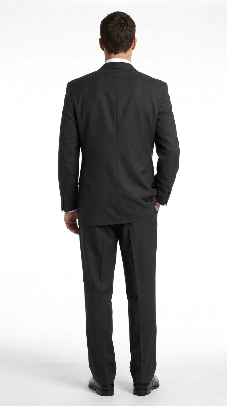 Men’s Black 4 Button Classic Fit Suit, Double Pleated Fully Lined Formal Wedding Business Suit