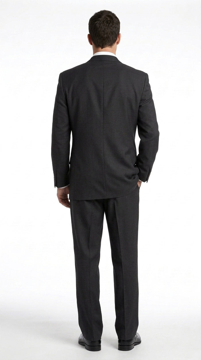 Men’s Black 4 Button Classic Fit Suit, Double Pleated Fully Lined Formal Wedding Business Suit