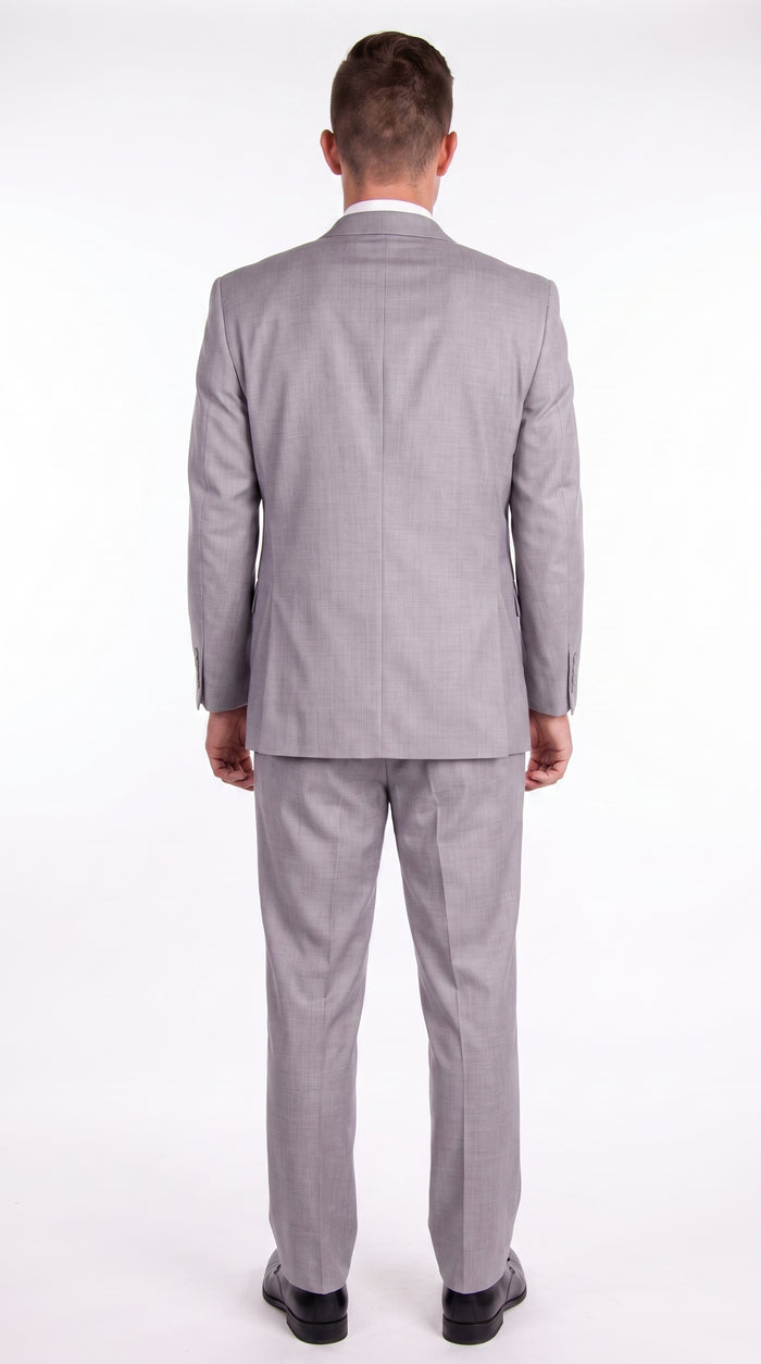 Tiglio Men’s Light Grey 2 Button Suit, High Quality Formal Wedding Business Dress Suit