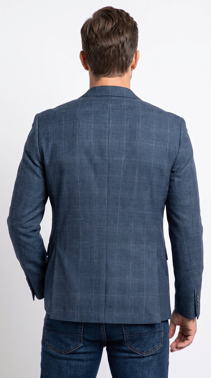 Men’s Blue Single Breasted 2 Button Blazer, Formal Dress Sport Coat for Business and Events