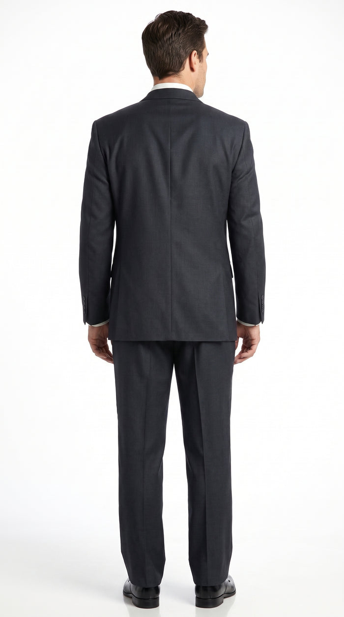 Men’s Charcoal 3 Piece Super 150s Italian Fabric Suit, 2 Button Classic Formal Dress Suit