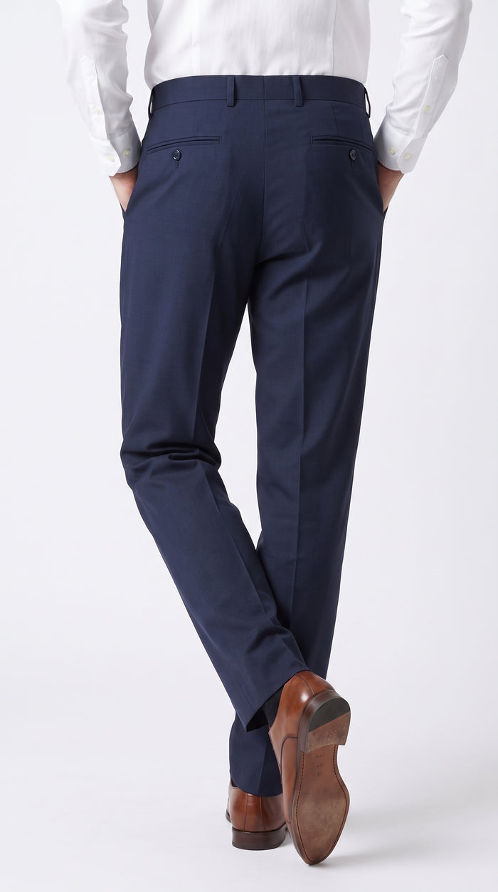 Men’s Navy Double Pleated Dress Pants, Formal Slacks for Business, Church and Special Events