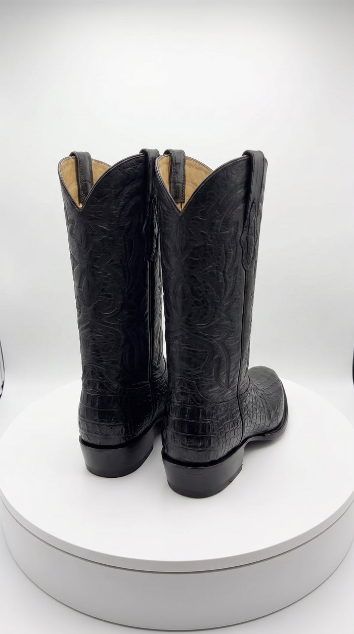 Los Altos Men’s Black Western Boots, Exotic Cowboy Dress Boots for Rodeo and Country Wear