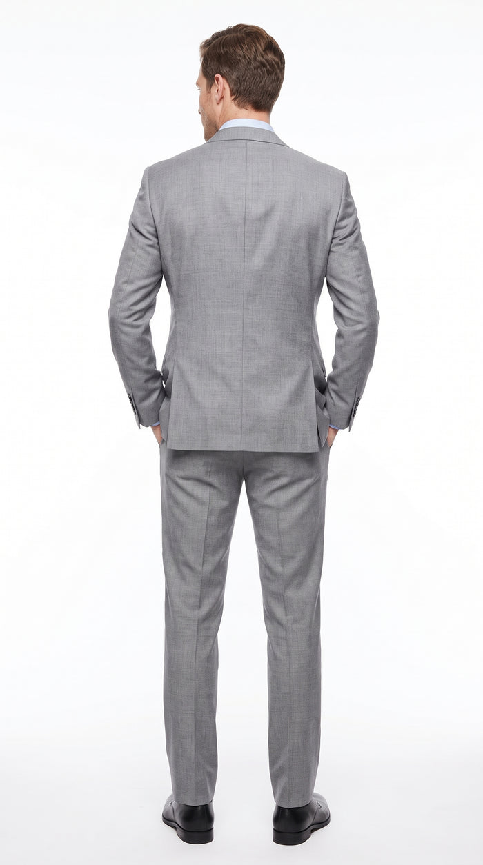 Men’s Gray 2-Button Suit – Classic Two Piece Wedding, Business & Formal Suit