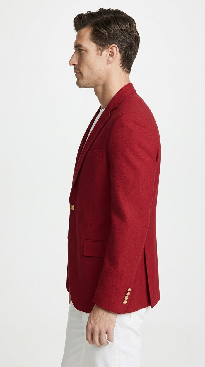 Men’s Classic Burgundy 2-Button Blazer – Wedding, Church, Business and Formal Sport Coat