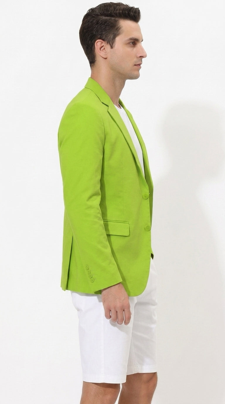 Men’s Apple Green Summer Sport Coat, Lime Green Classic Fit Blazer for Parties and Casual Events