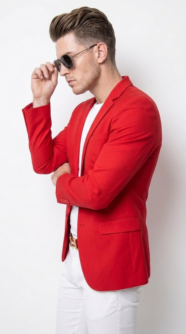 Men’s Red Blazer Prom Suit Set, Affordable Big Size Formal Party and Wedding Outfit