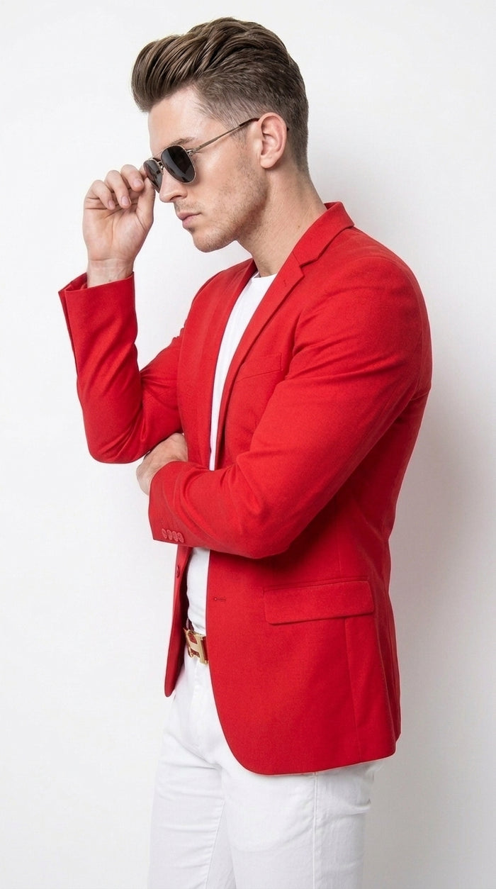 Men’s Red Blazer Prom Suit Set, Affordable Big Size Formal Party and Wedding Outfit
