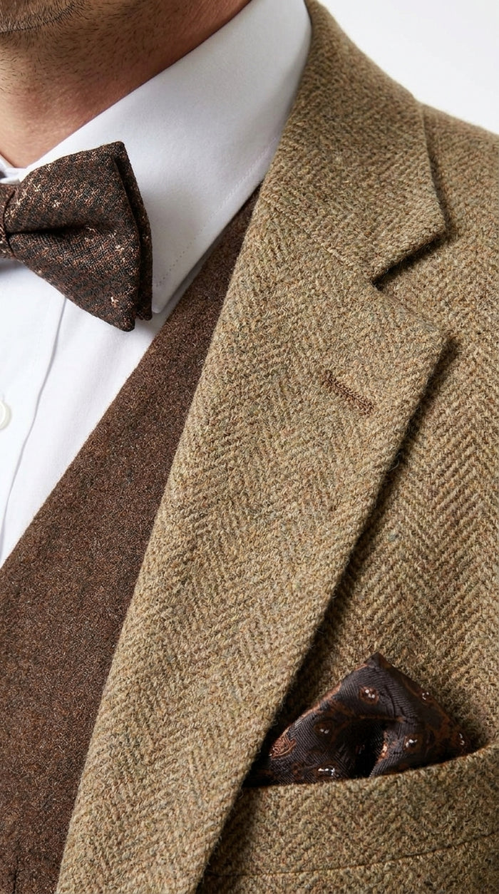 Men’s Great Gatsby 3-Piece Suit – Tobey Maguire Inspired 1920s Vintage Wedding Costume in Tan