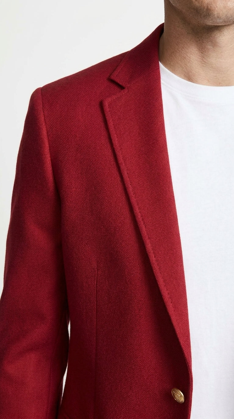 Men’s Classic Burgundy 2-Button Blazer – Wedding, Church, Business and Formal Sport Coat
