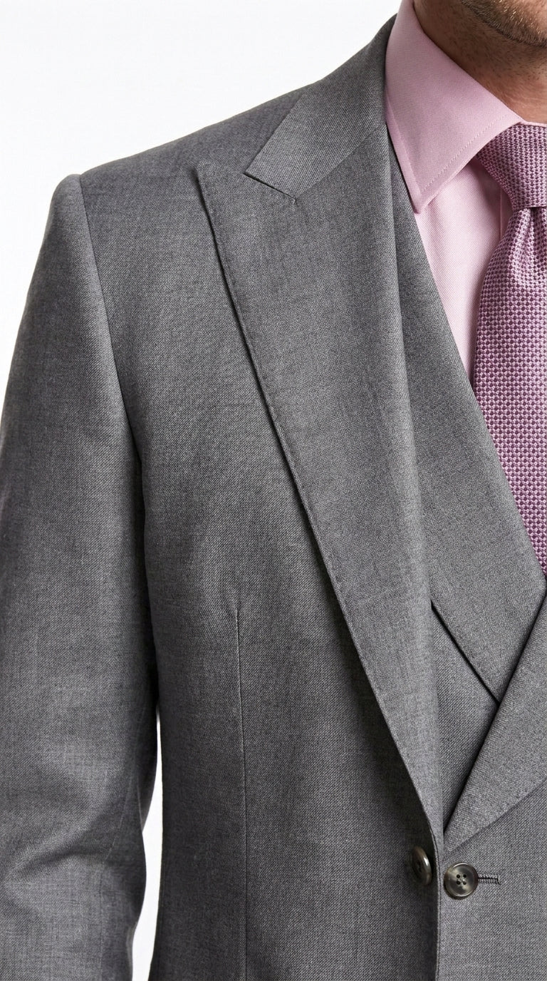 Men’s Charcoal Grey 3 Piece Suit with Lapel Vest, Modern Formal Wedding Business Dress Suit