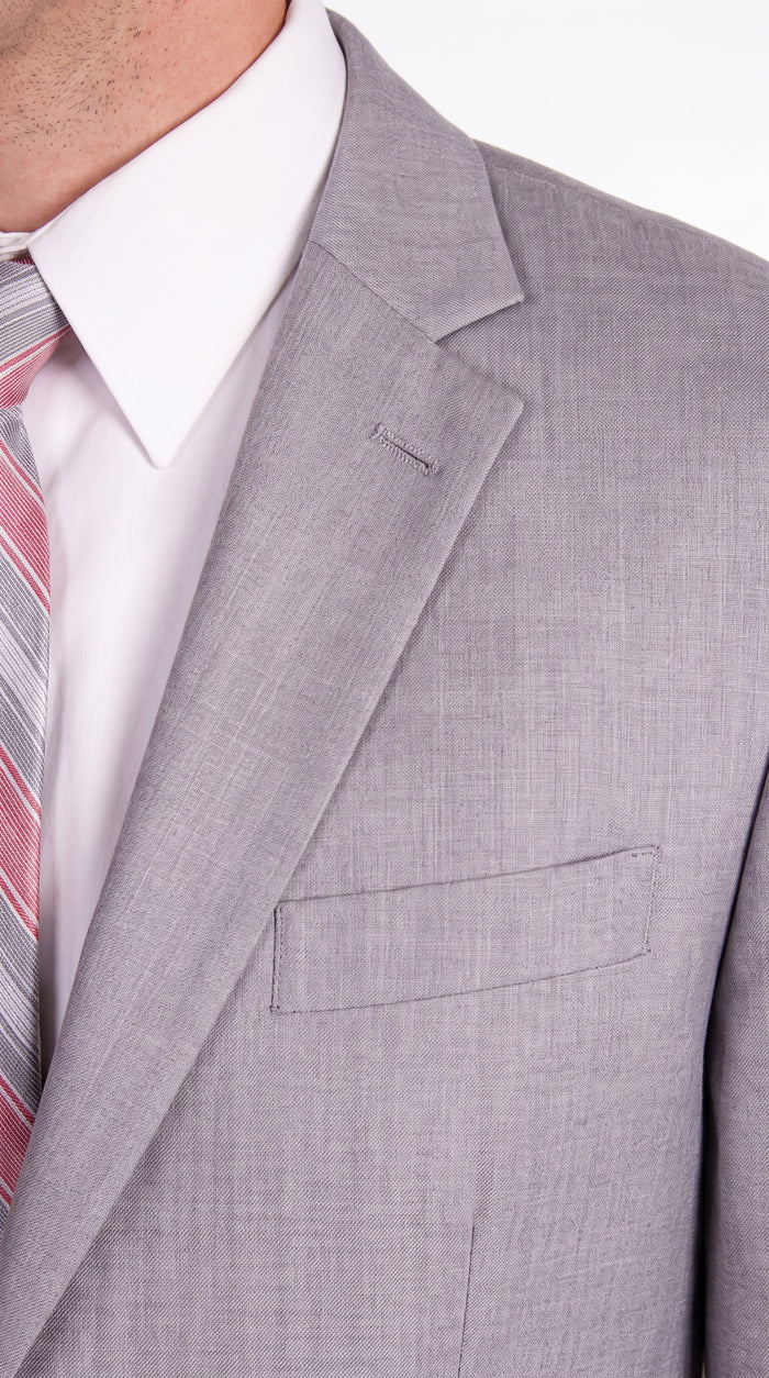 Tiglio Men’s Light Grey 2 Button Suit, High Quality Formal Wedding Business Dress Suit