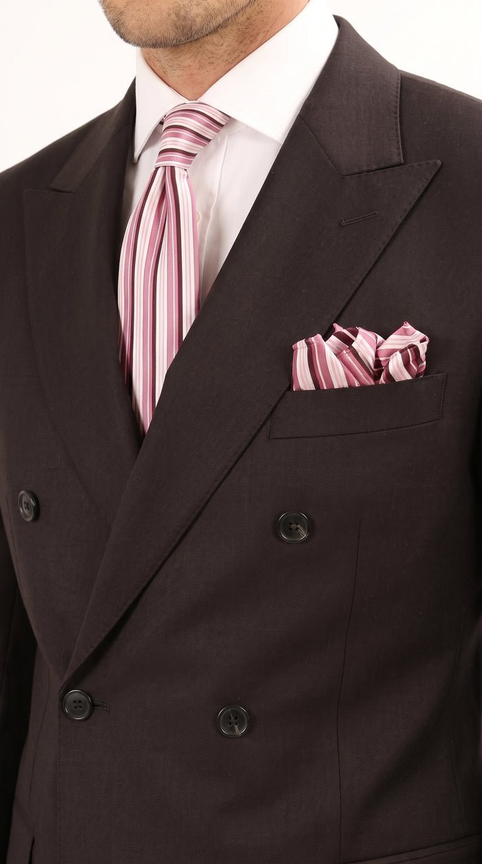 Apolo King Men’s Black Double Breasted Wool Suit, Classic Formal Wedding Business Dress Suit