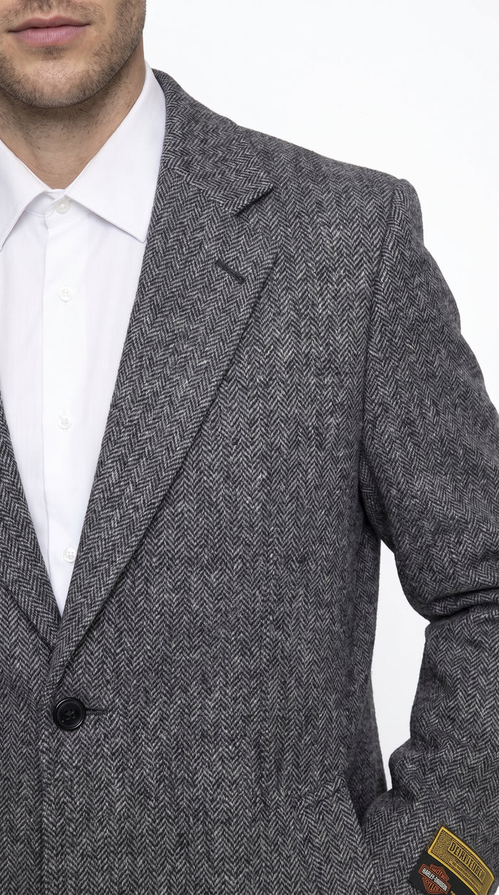 Men’s Grey Big and Tall Long Overcoat, Winter Dress Topcoat Outerwear Coat Up to Size 68
