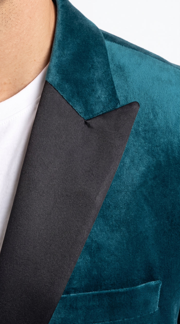 Men’s Teal Tuxedo Jacket with Black Shawl Lapel, Formal Prom Wedding Dinner Blazer