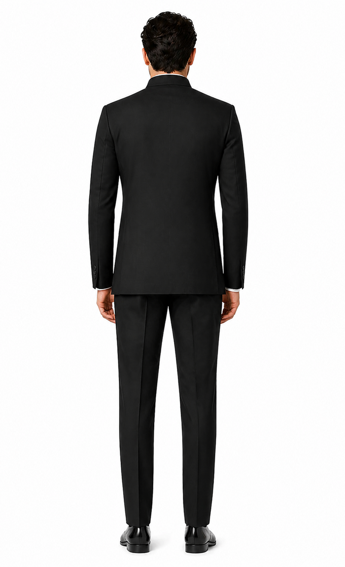 Mandarin Collar Tuxedo - Mandarin Tuxedo - No Collar Suit - Black Suit