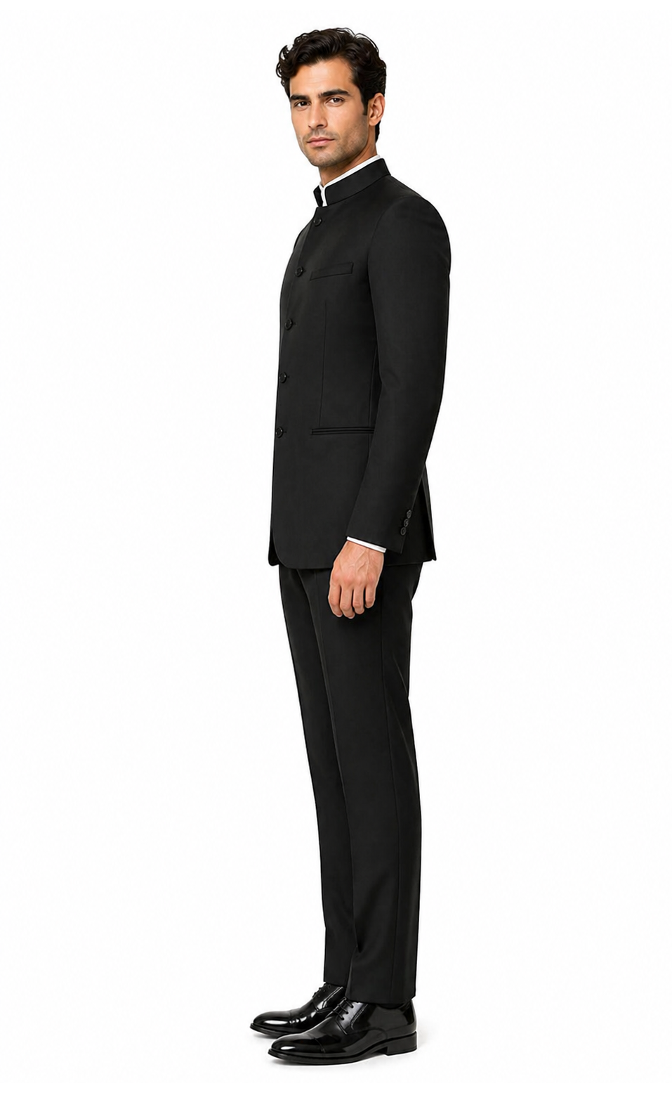 Mandarin Collar Tuxedo - Mandarin Tuxedo - No Collar Suit - Black Suit
