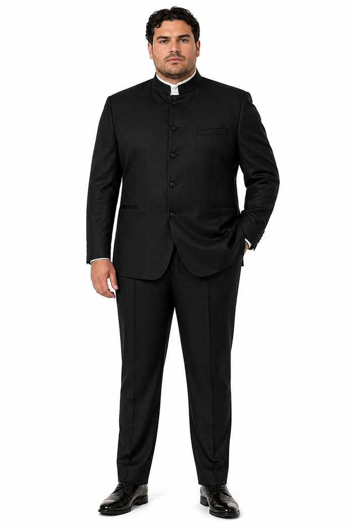 Mandarin Collar Tuxedo - Mandarin Tuxedo - No Collar Suit - Black Suit