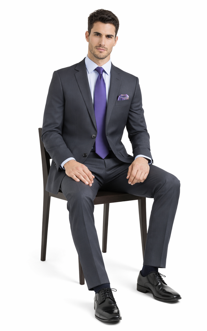 Tiglio Black, Gray, Navy Blue Stripe Two-button Wool Suit 3 Fabrics