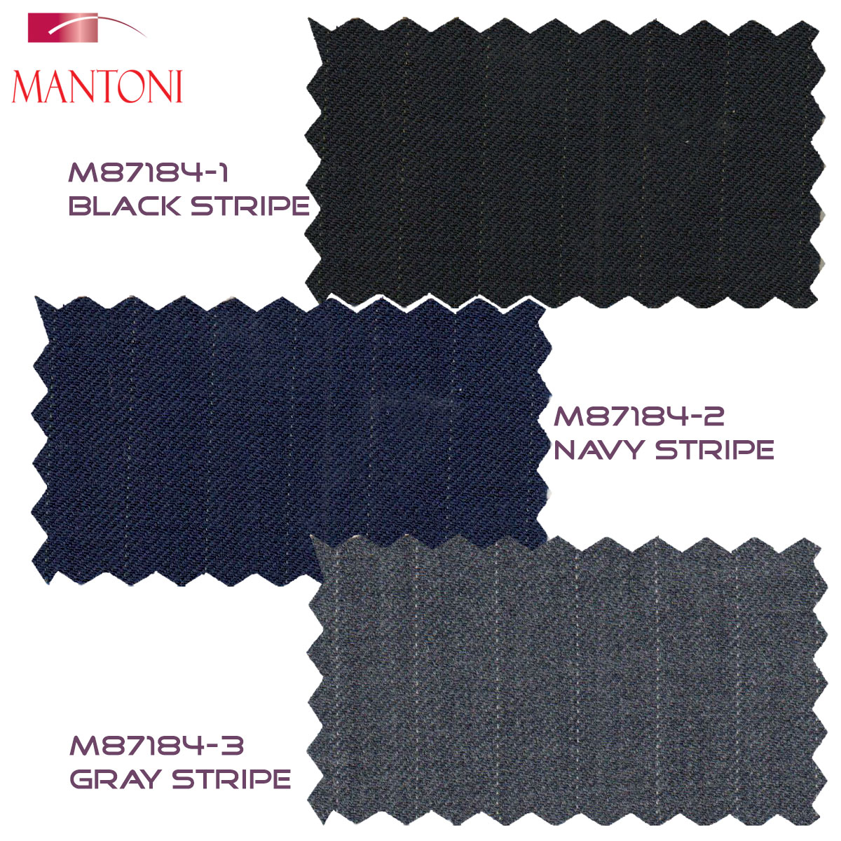 Mantoni Black, Gray, Navy Blue Stripe Two-button Wool Suit 3 Fabrics