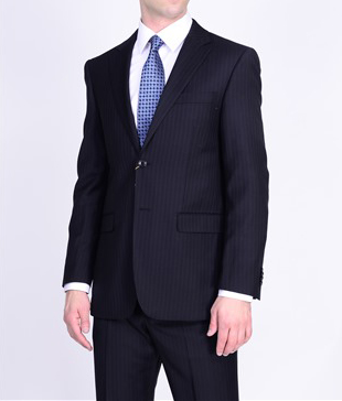 Mantoni Black, Gray, Navy Blue Stripe Two-button Wool Suit 3 Fabrics